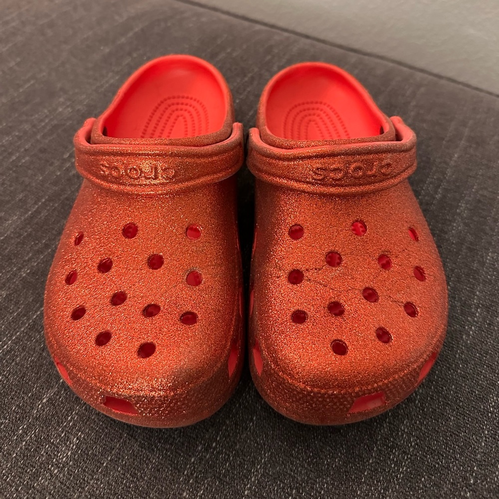 Red Glitter Crocs